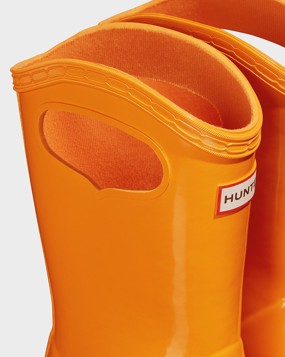 Hunter Original First Classic Grab Handle Gloss Rain Boots - Shop Online Kids Orange - PHLEOV745